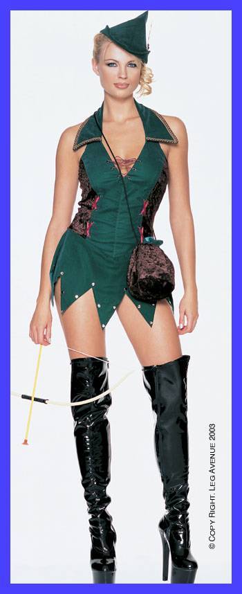 robin hood fancy dress ladies Costume Women Sz Small Medium Halloween Outfit Sexy Hat Forest Outlaw SLEEVE LENGTH:Long Sleeve