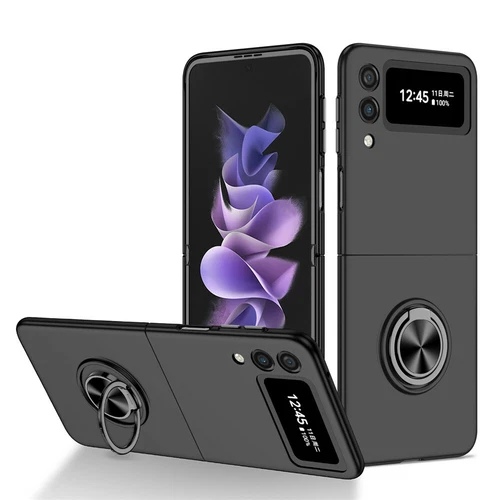 For-Samsung Galaxy Z Flip 4 3 5G Slim Matte Hard Case with Ring+Screen Protector - Picture 50 of 94