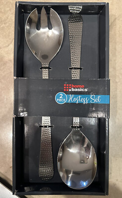 Home Basics 2 Piece Stainless Steel Hosting Serving Set with Hammered Finish Han