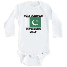 Made In America With Pakistani Parts Pakistan Flag Long Sleeve Baby Bodysuit