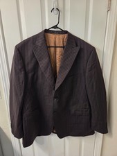 Sean John Fine Tailoring Brown Pinstripe Wool Blazer Jacket Size 50R S163