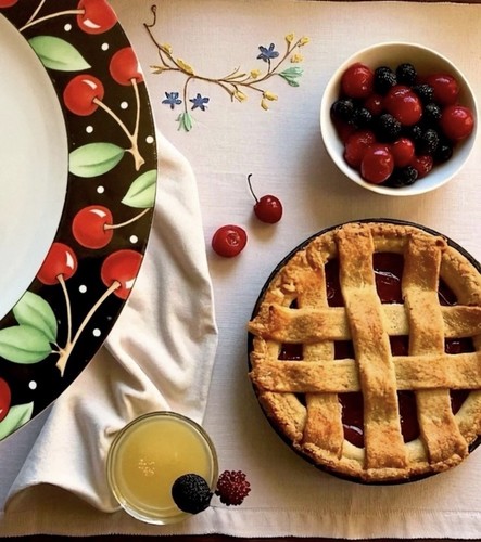 Lote de 3 platos camafeo cerezas cerezas cerezas Sakura Mary Engelbreit 1994 de colección - Imagen 2 de 3