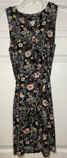 Loft Womens Black Floral Sleeveless Dress Small