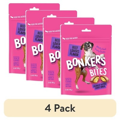 Crunchy and Soft Beef Flavor Dog Treats 4 Pack 5.3oz Bags
