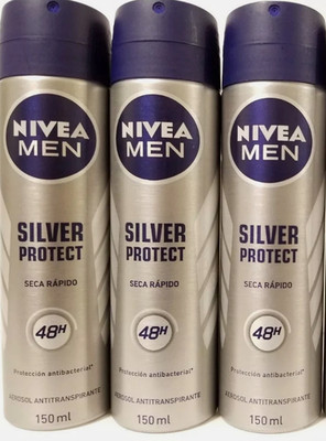 3 Pck ''  NIVEA  SPRAY SILVER PROTECT ' Deodorant Men 150ml 91g 48h rapido secado