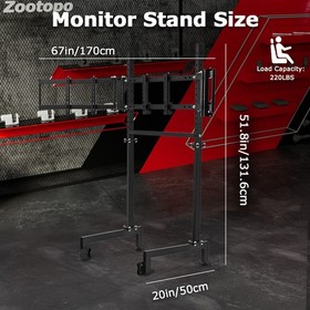 Zootopo Triple Monitor Mount Stand Fits 50mm Round Tube Racing Simulator Cockpit