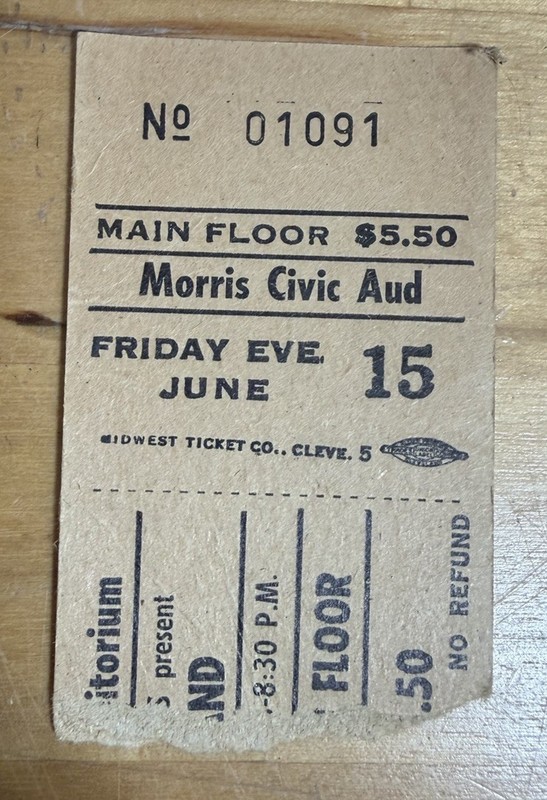 6-15 Morris Civic Auditorium Concert Ticket Stub South Bend Indiana IN Vtg