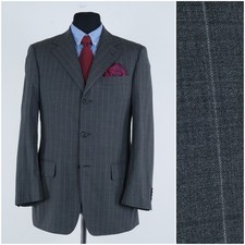 Mens Italian Blazer 40R US Size MILANO Striped Super 110s Wool Sport Coat Jacket