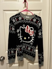 Gray Black And Red Hello Kitty Winter Ugly Sweater