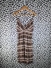 Willi Smith Tie Dye Print Maxi Dress - Brown/Cream - Size Large (UK 12-14)