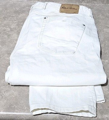 ROBERT GRAHAM-White Denim, Mens Stretch, Strght.Leg Tailored Fit Jeans-(38×28)
