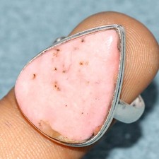 925 Silver Plated Peruvian Pink Opal Ring US 10.5 Artisan Handmade Jewelry JW