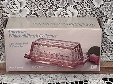 Vintage NIB Fostoria American Whitehall Peach Collection 2 Piece Butter