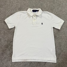 Polo Ralph Lauren Kids M 10-12 White Short Sleeve Pique Polo Shirt Classic Fit