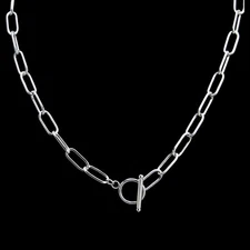 Surgical Stainless Steel Paper Clip Necklace- Toggle Clasp- Select your length!