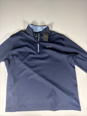 Greg Norman Collection Trump Quarter Zip Pullover XL Navy Golf NWT
