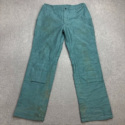 VINTAGE französische Hose Erwachsene 33x30 grün Workwear lästige Doppelknie Utility Herren