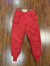 Vintage Eddie Bauer 60s 70s Goose Down Quilted Pants Red Diamond Puffer 34 X 32