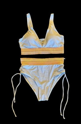 Blooming Jelly Tummy Control Bikini -Light Blue Size Large. Premium holiday Wear