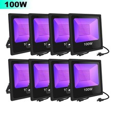8 Pack LED UV Black Light Bar Halloween Glow Party Aquarium 100W IP66 Waterproof