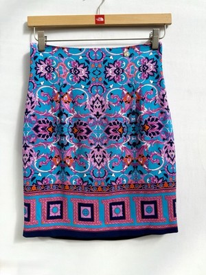 Versace Collection Barock Rock Mehrfarbig Print Viskose Medaillon IT 40 UK 8
