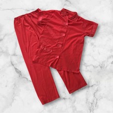 Vintage Henson Kickernick Pajama Set Size 32 70s Coral Silky Nylon Short Sleeve