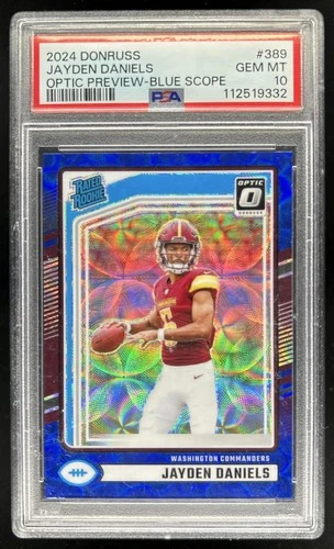 2024 Donruss Jayden Daniels Optic Rated Rookie Preview Blue Scope #389 PSA 10