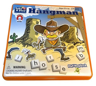 PlayMonster Take N Play Anywhere Hangman Magnetic Travel Game NEW in Tin Box