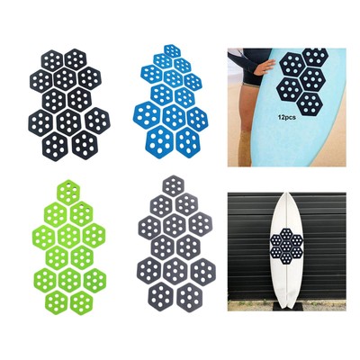 12Pcs Hexagon Surfbrett Traktion Pads für Grip Surf Skimboarding Shortboards
