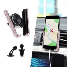 HQRNYP Bling Car Phone Holder, Holders 3.35 3.35 inches, Pink Diamond