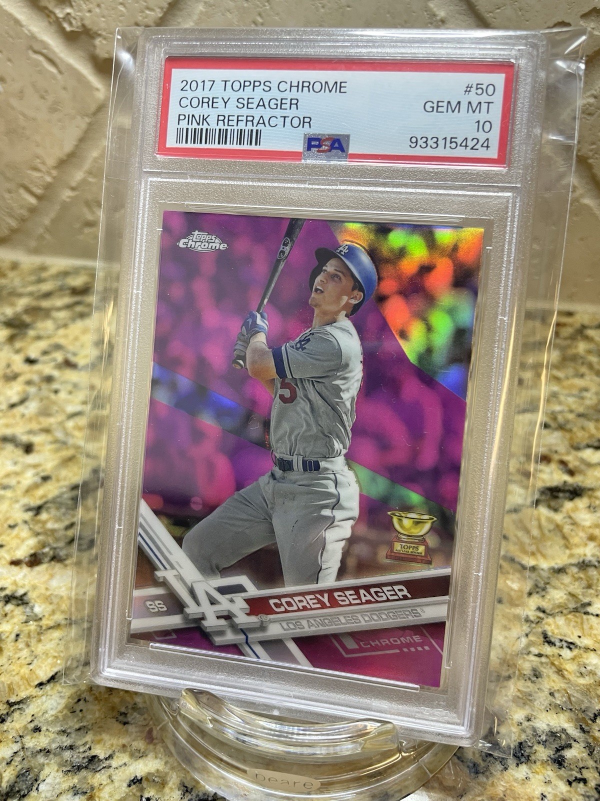 2017 Topps Chrome Corey Seager Pink Refractor Rookie Cup #50 PSA 10 54231949 view 6