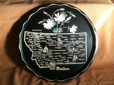 Vintage Montana Round Metal Serving Tray