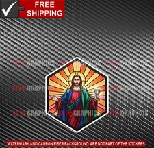 Jesus Faux Stained Glass Holy Grail Vinyl Decal Sticker Lord Christ J