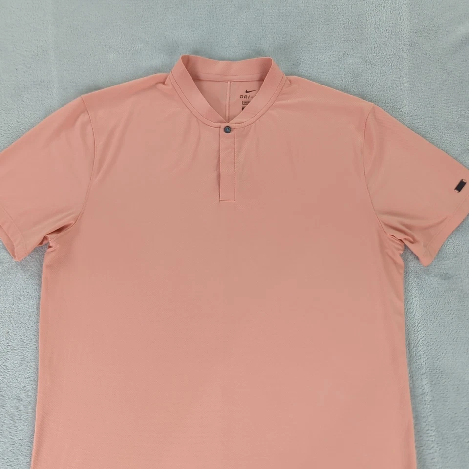 Tiger Woods Nike Dri Fit Shirt Henley Pink Short Sleeve Men Large - Image 4 of 4