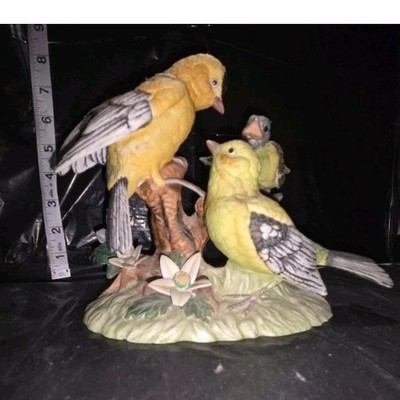 Ceramic Yellow Bird Figurine Collectible Sculpture