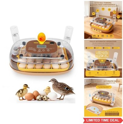 24 Egg Incubator Automatic with Auto Turning Humidity Control LED Candler for
