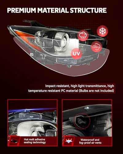 Headlight Assembly, Compatible with CX5 2013-2016, Bumper Headlamp Chrome - Picture 4 of 8