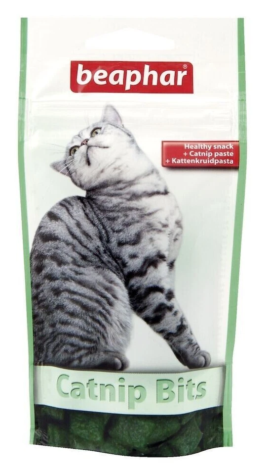 CATNIP BITS Beaphar 10 x 35g - Tasty Cat Treats with Catnip Paste Filling Snacks - Image 2 of 3