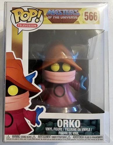 FUNKO POP TELEVISION 566 MASTERS OF THE UNIVERSE ORKO FIGURE with PROTECTOR 