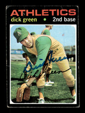 1971 Topps # 258 Dick Green Autograph Signed Auto Card Oakland Athletics