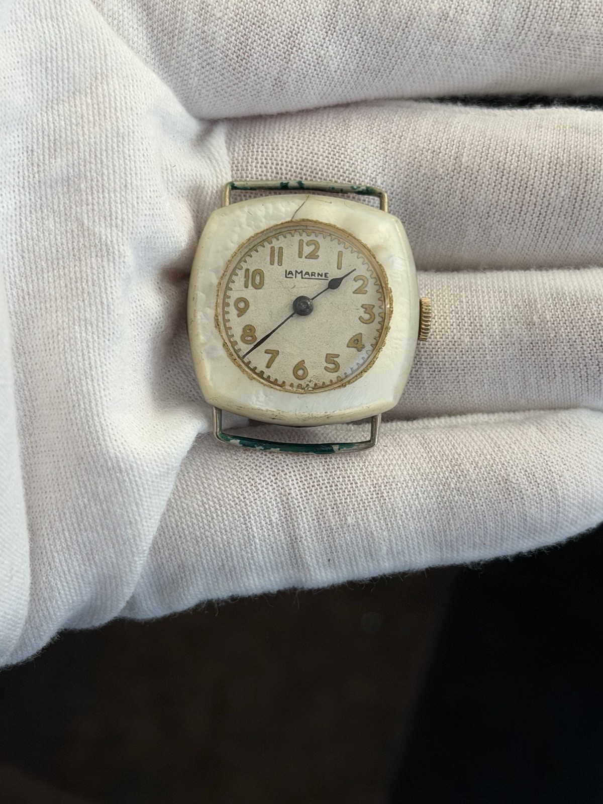 Vintage La Marne Mother Of Pearl Manual Unisex Watch 1930s