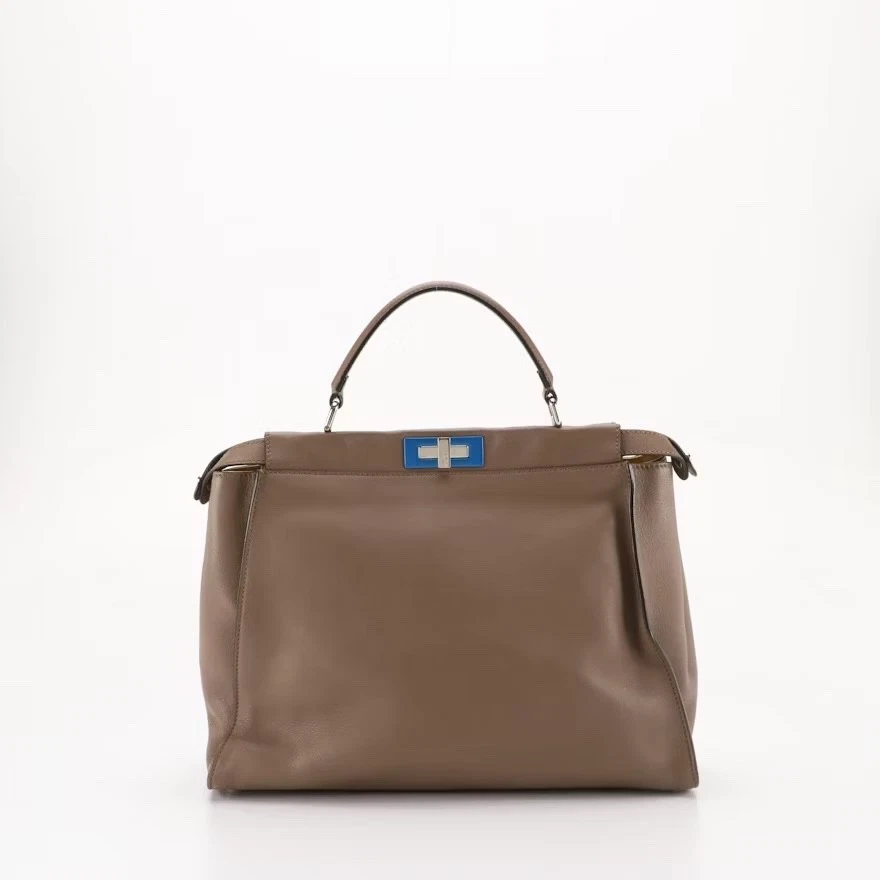 Подлинный Fendi большой Peekaboo Iconic в желтовато-коричневый с синими акцентами - Изображение 3 из 4