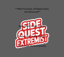 Side Quest Extremist Sticker Waterproof Decal Life Adventure Outdoor Gift NEW