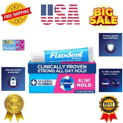 Complete  Denture Adhesive Cream, 2.4 oz, Pack of 2
