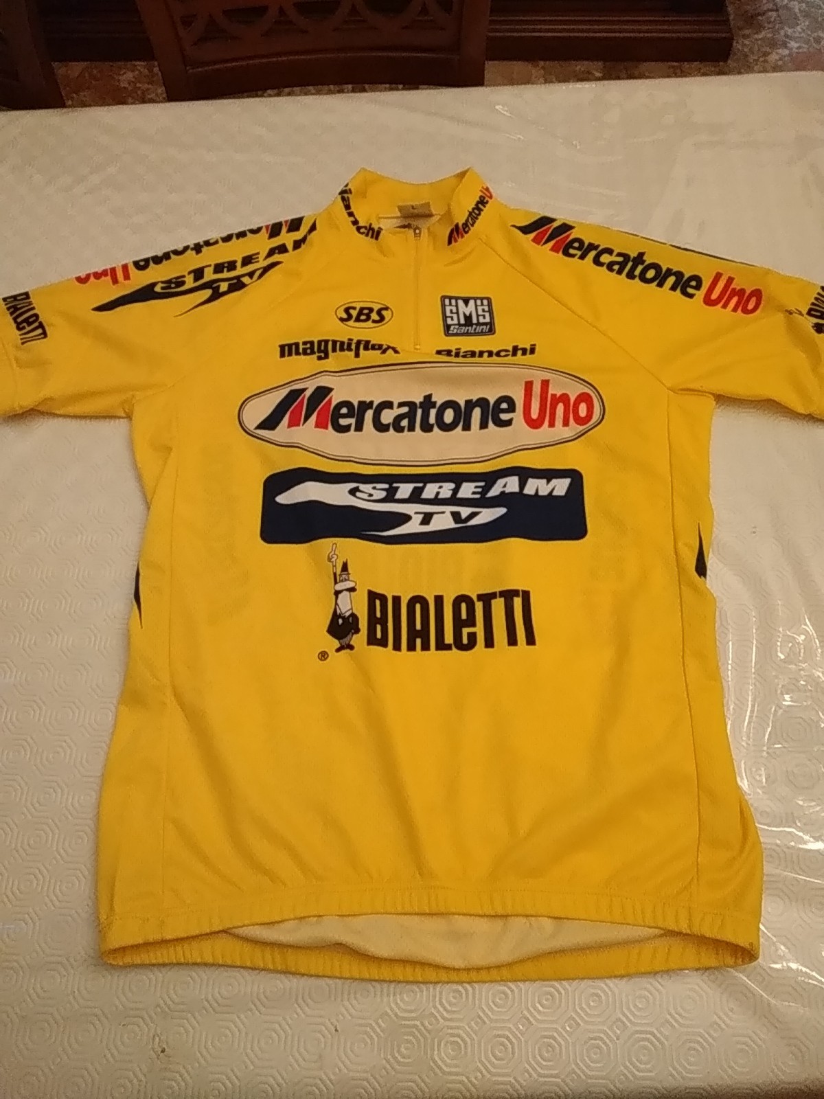 Maglia Ciclismo Bianchi Santini Mercatone Uno Stream TV Bialetti Shirt TAG. L