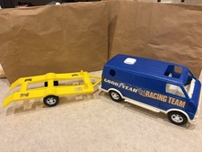 Vintage Gay Toys Inc micro # 710 Plastic 12" Blue VAN with trailer made In USA
