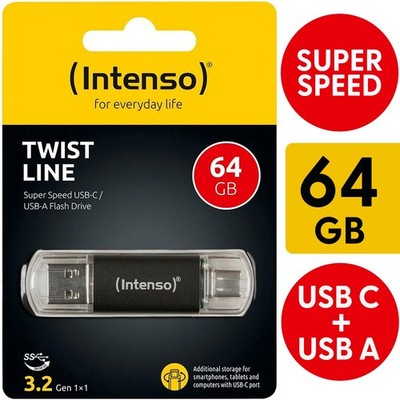 Intenso Twist Line 64GB USB Stick OTG 64GB USB-C USB-A USB 3.2 Speicherstick OVP
