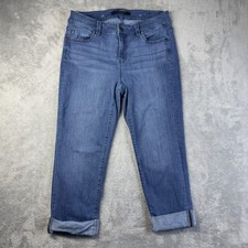 Liverpool Los Angeles Jeans Womens 14W Blue The Crop Denim Folded Cuffs Whisker