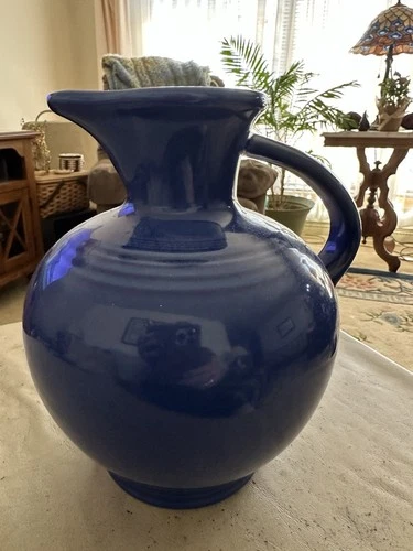 Fiestaware Cobalt Blue Large Water Pitcher Carafe Vase Classic Ball 8" HLC