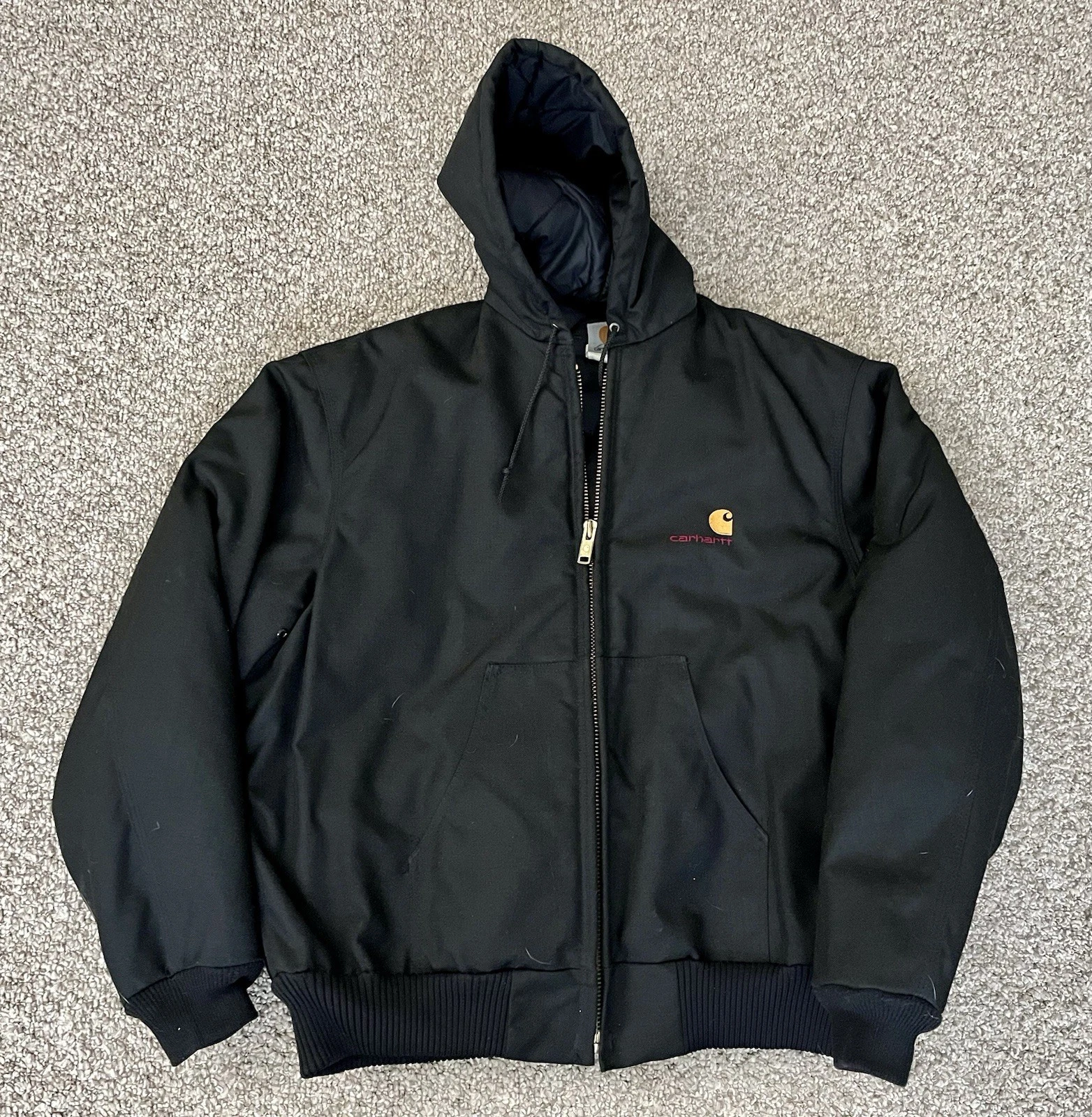 VTG 90s Carhartt Extremes Active Jacket J21 BLK Nylon Shell Quilted Mens XL USA